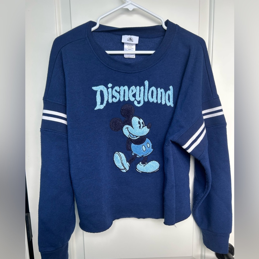 Disney Blue Mickey Mouse Crew Neck Crop Sweater